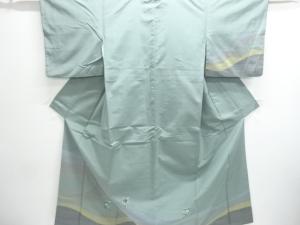 草花模様織り出し縦節紬訪問着